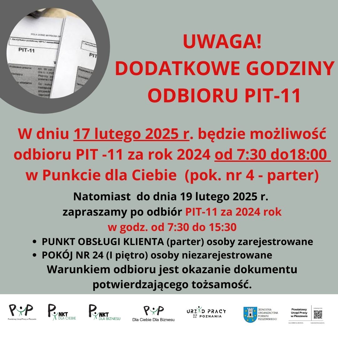 Zdjęcie artykułu Uwaga! Dodatkowy termin odbioru PIT-11 w wydłużonych...